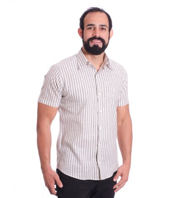 Camisa masculina algodão manga curta cinza