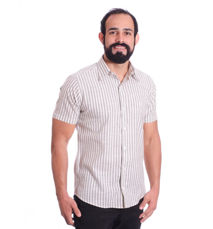 Camisa masculina algodão manga curta cinza Camisa masculina algodão manga curta cinza