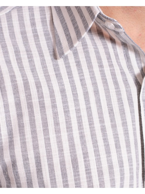Camisa masculina algodão manga curta cinza