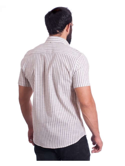Camisa masculina algodão manga curta cinza