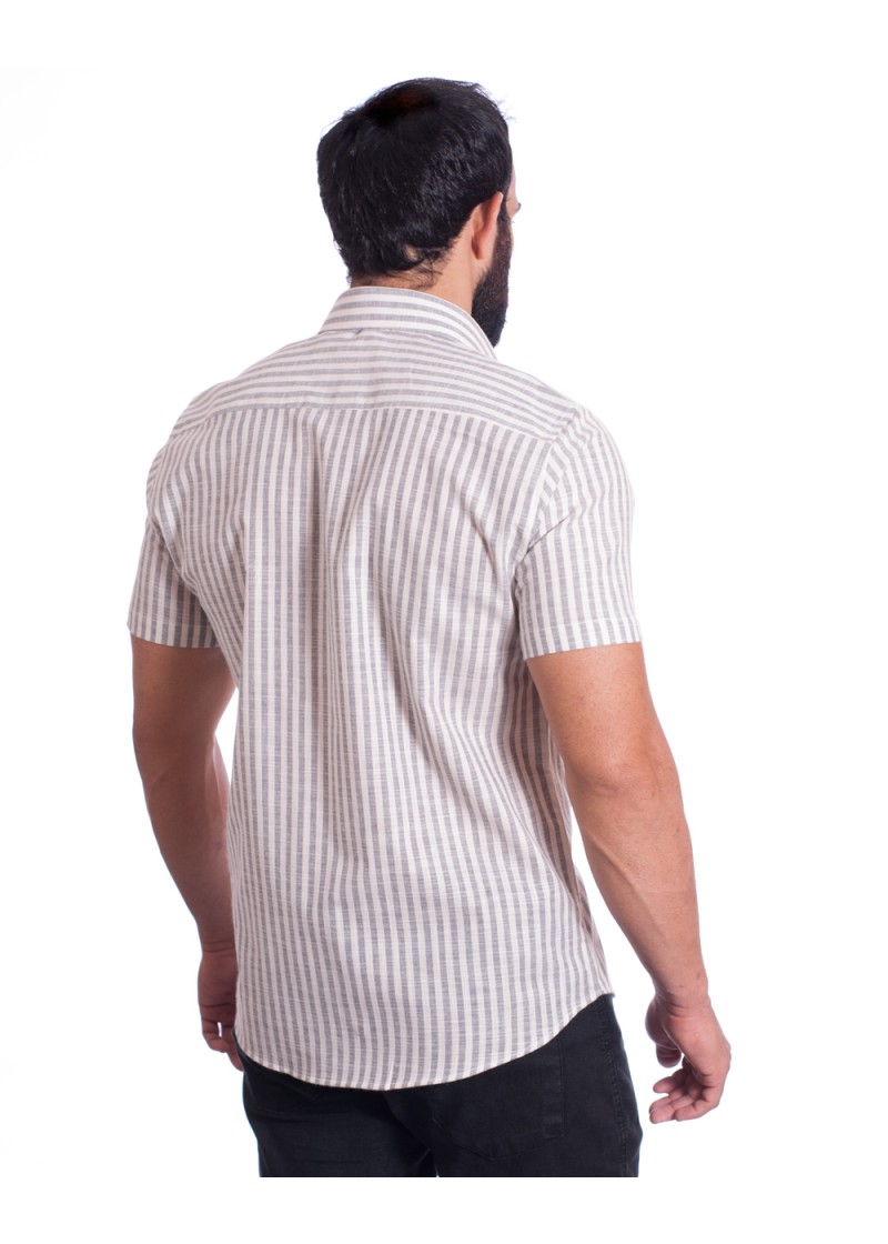Camisa masculina algodão manga curta cinza
