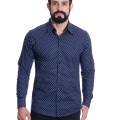 Camisa Masculina Azul Estampada