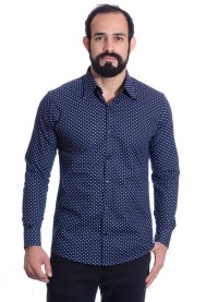 Camisa Masculina Azul Estampada