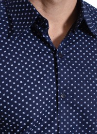 Camisa Masculina Azul Estampada