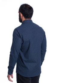 Camisa Masculina Azul Estampada