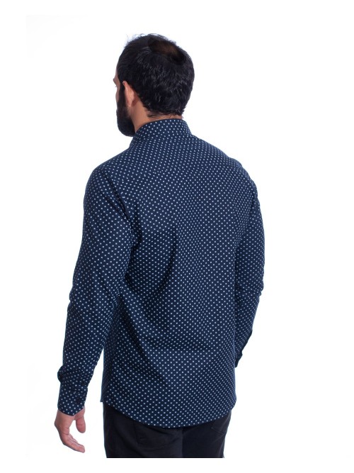 Camisa Masculina Azul Estampada Camisa Masculina Azul Estampada