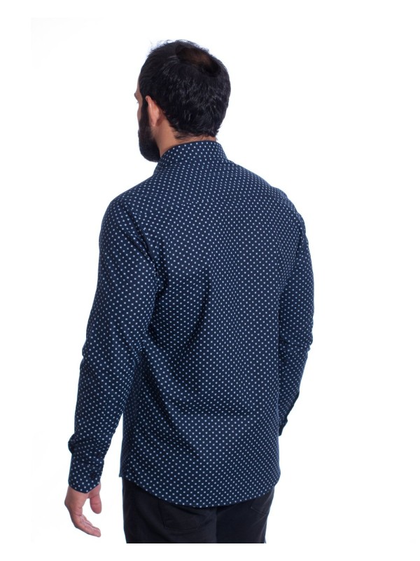 Camisa Masculina Azul Estampada