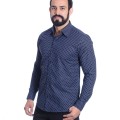 Camisa Masculina Azul Estampada