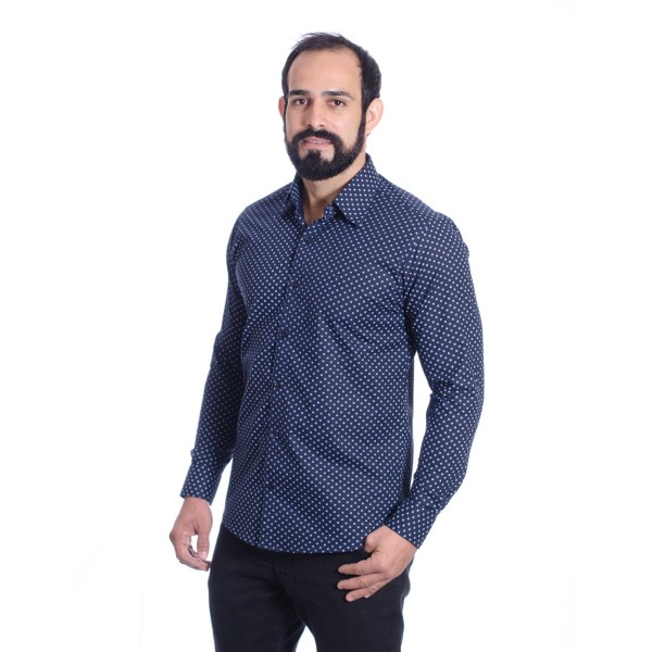 Camisa Masculina Azul Estampada