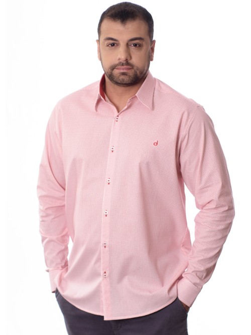 Camisa Micro Xadrez Manga Longa Vermelha Camisa Micro Xadrez Manga Longa Vermelha