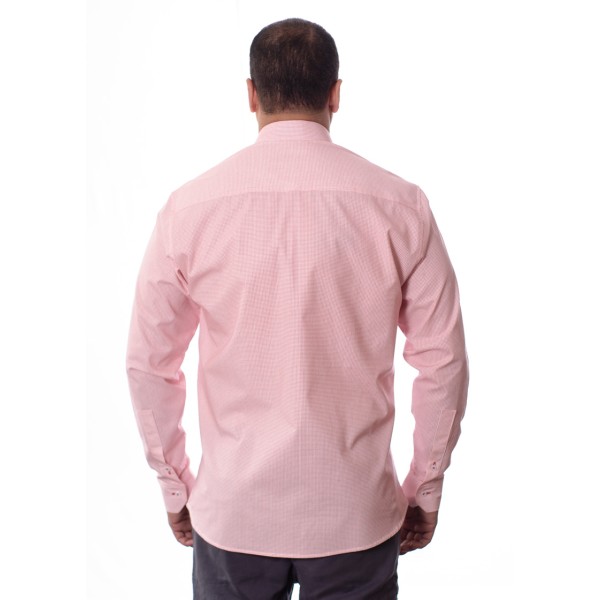 Camisa Micro Xadrez Manga Longa Vermelha