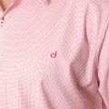 Camisa Micro Xadrez Manga Longa Vermelha