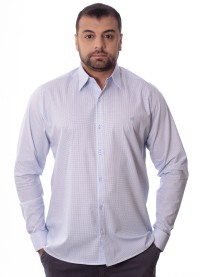 Camisa Xadrez Azul Manga Longa Algodão