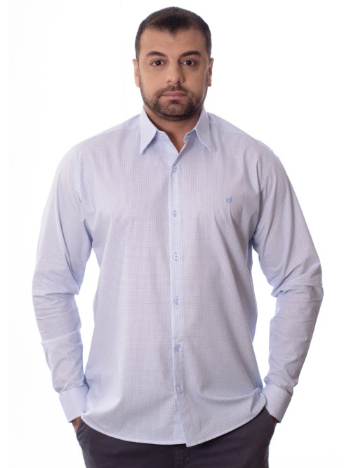 Camisa Xadrez Azul Manga Longa Algodão Camisa Xadrez Azul Manga Longa Algodão