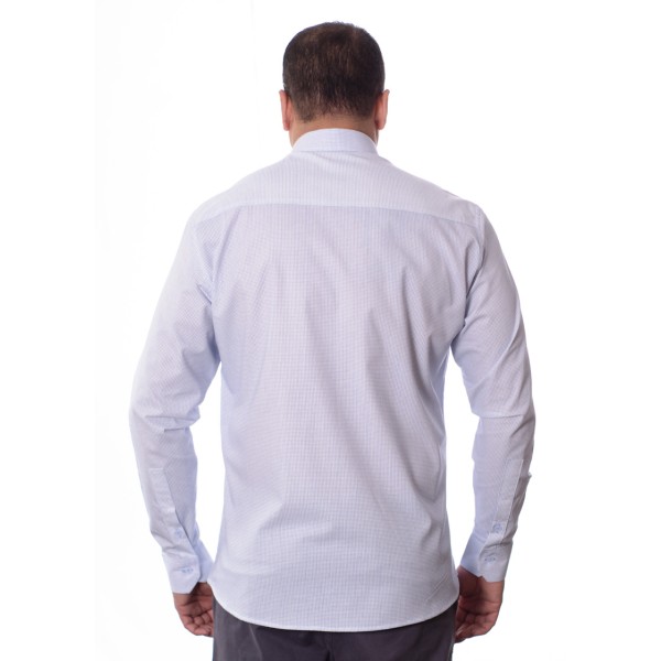 Camisa Xadrez Azul Manga Longa Algodão