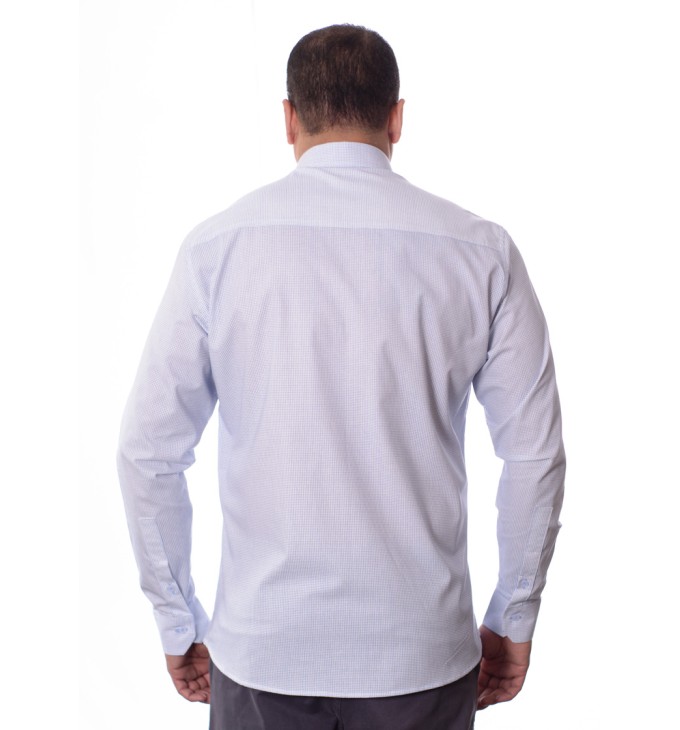 Camisa Xadrez Azul Manga Longa Algodão Camisa Xadrez Azul Manga Longa Algodão