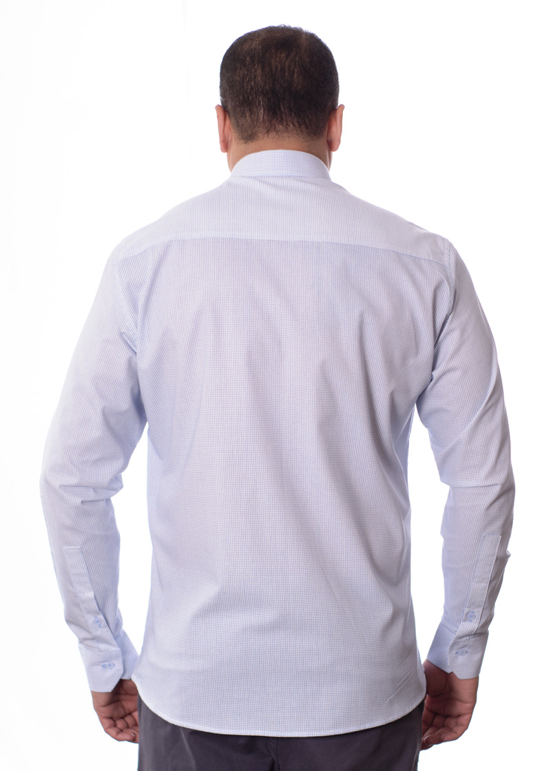 Camisa Xadrez Azul Manga Longa Algodão