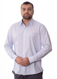 Camisa Xadrez Azul Manga Longa Algodão