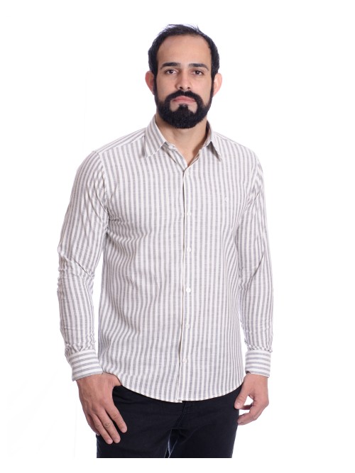 Camisa masculina algodão manga longa cinza