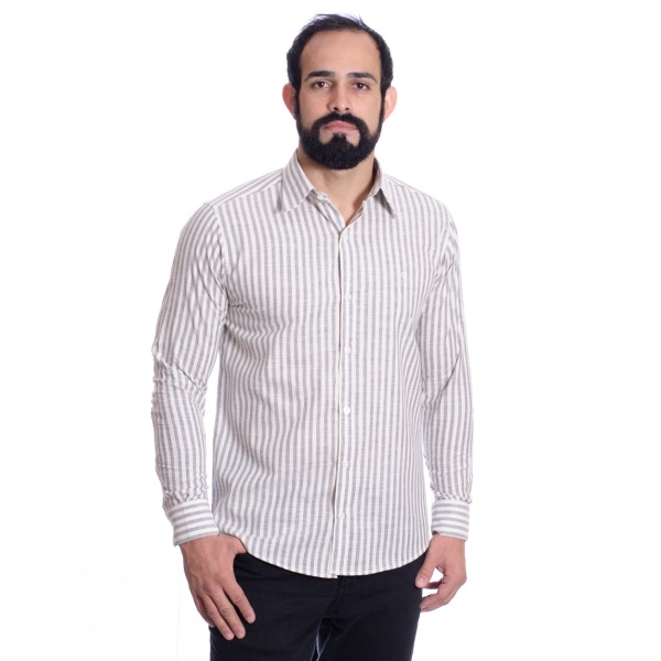 Camisa masculina algodão manga longa cinza