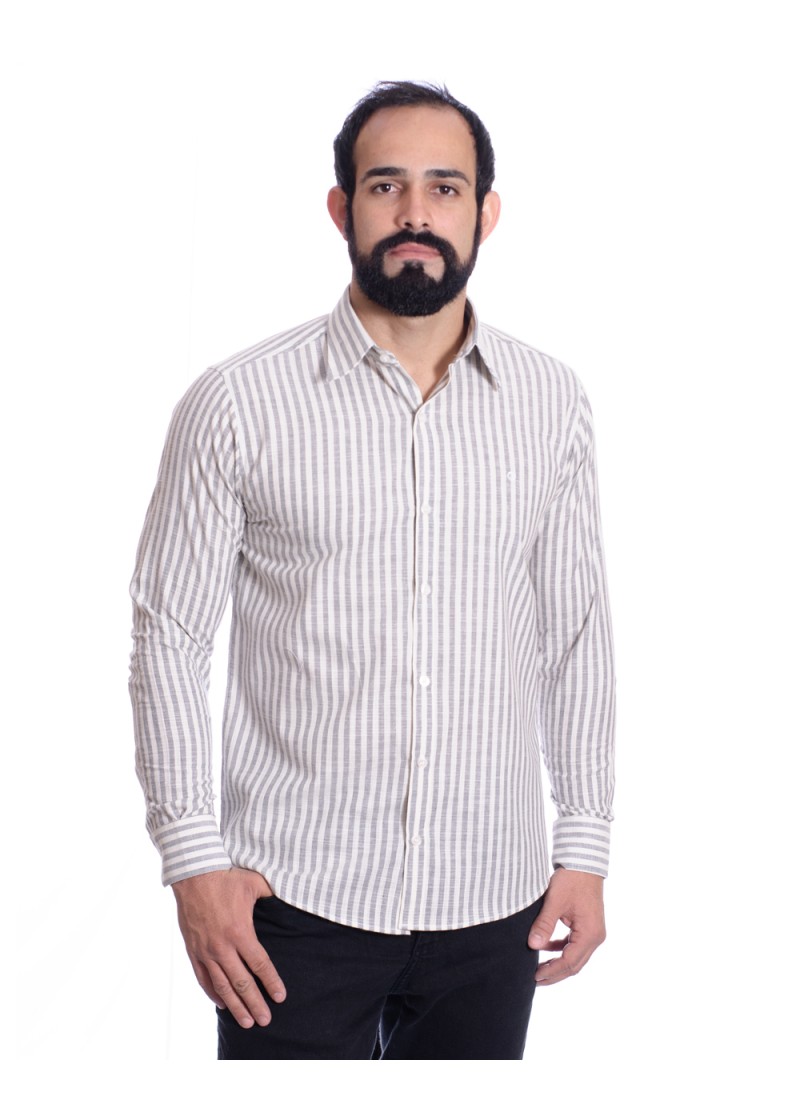 Camisa masculina algodão manga longa cinza