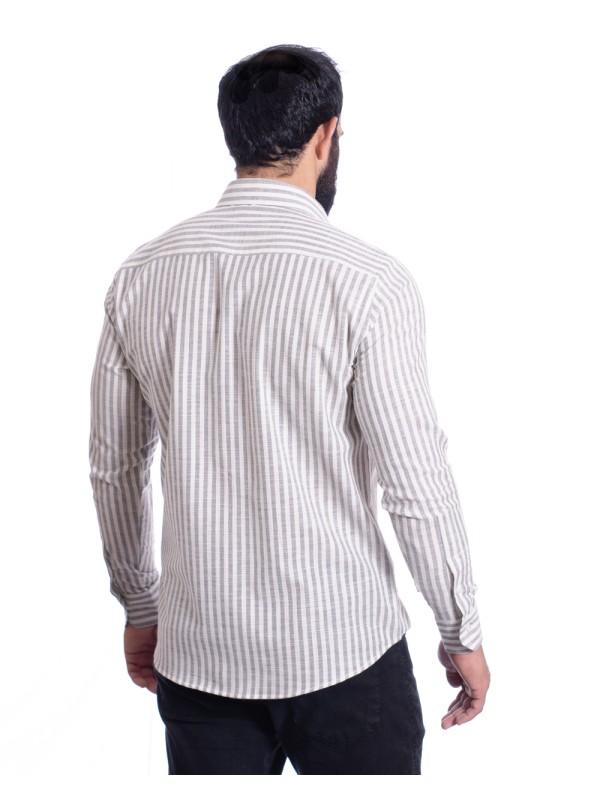 Camisa masculina algodão manga longa cinza