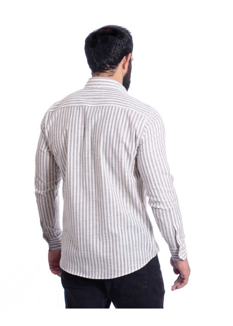 Camisa masculina algodão manga longa cinza