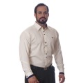 Camisa social masculina pérola de microfibra manga longa