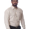Camisa social masculina pérola de microfibra manga longa