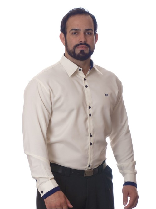 Camisa social masculina pérola de microfibra manga longa Camisa social masculina pérola de microfibra manga longa