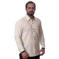 Camisa social masculina pérola de microfibra manga longa