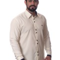 Camisa social masculina pérola de microfibra manga longa