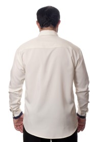 Camisa social masculina pérola de microfibra manga longa