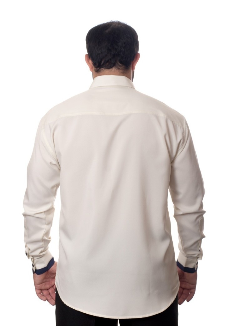 Camisa social masculina pérola de microfibra manga longa