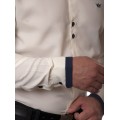 Camisa social masculina pérola de microfibra manga longa