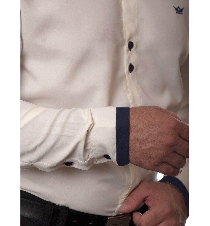 Camisa social masculina pérola de microfibra manga longa Camisa social masculina pérola de microfibra manga longa