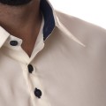 Camisa social masculina pérola de microfibra manga longa