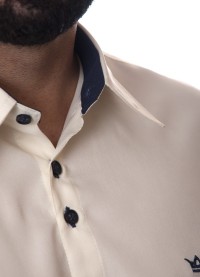 Camisa social masculina pérola de microfibra manga longa