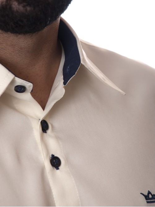 Camisa social masculina pérola de microfibra manga longa Camisa social masculina pérola de microfibra manga longa