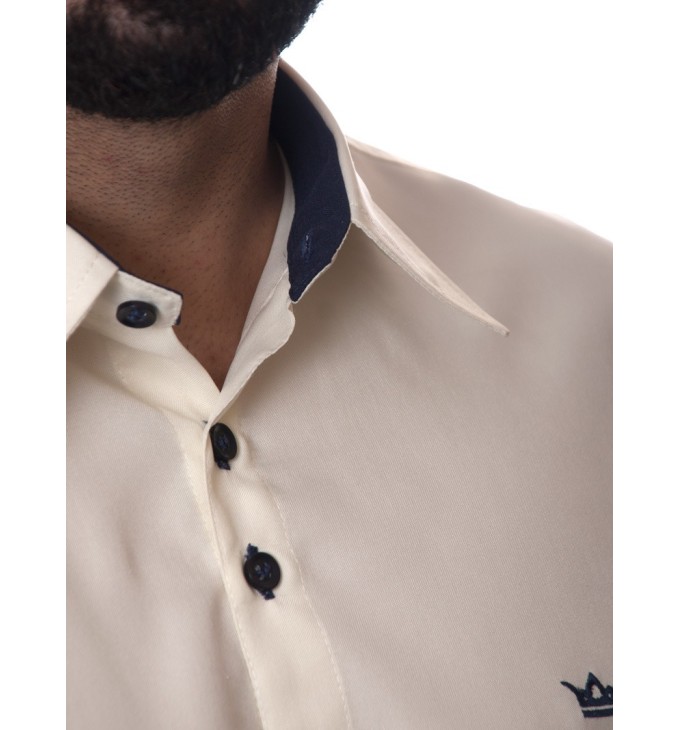 Camisa social masculina pérola de microfibra manga longa Camisa social masculina pérola de microfibra manga longa