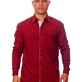 Camisa social vinho masculina manga longa de microfibra com detalhe