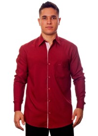 Camisa social vinho masculina manga longa de microfibra com detalhe