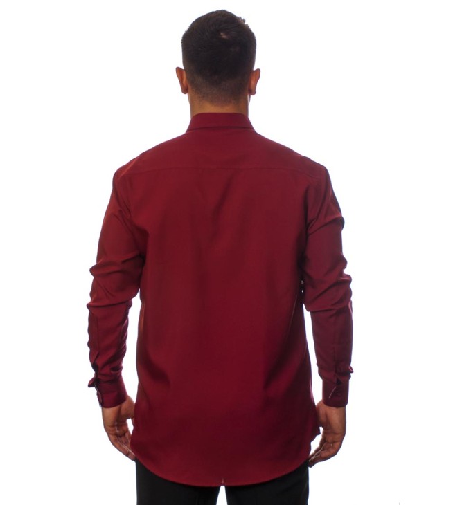 Camisa social vinho masculina manga longa de microfibra com detalhe Camisa social vinho masculina manga longa de microfibra com detalhe