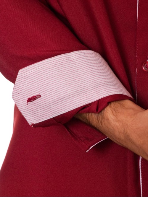 Camisa social vinho masculina manga longa de microfibra com detalhe Camisa social vinho masculina manga longa de microfibra com detalhe