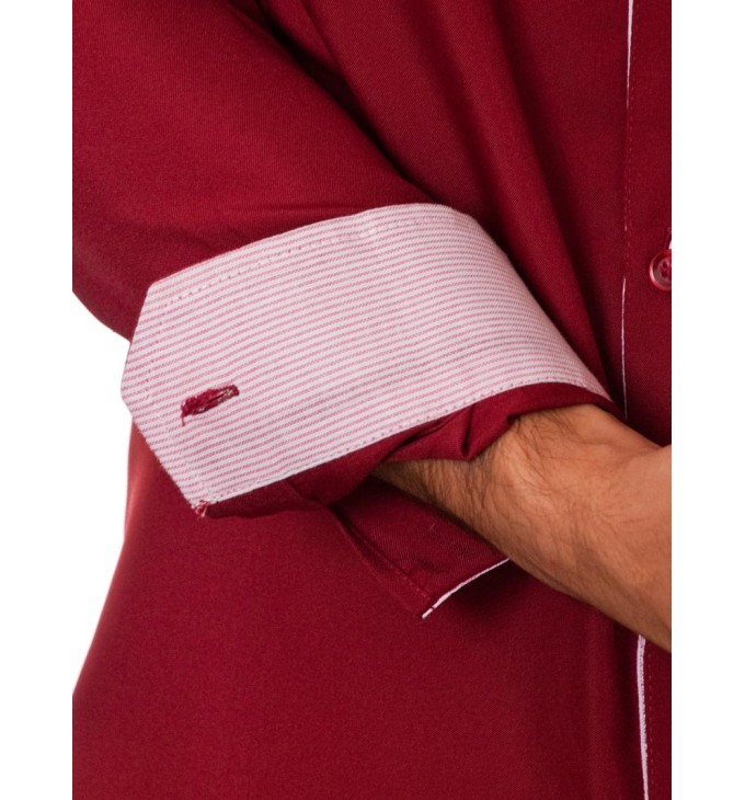 Camisa social vinho masculina manga longa de microfibra com detalhe Camisa social vinho masculina manga longa de microfibra com detalhe
