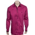 Camisa social violeta masculina manga longa de fio egípcio