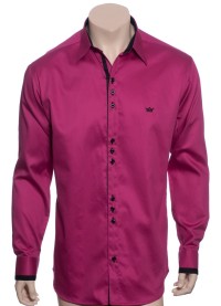 Camisa social violeta masculina manga longa de fio egípcio