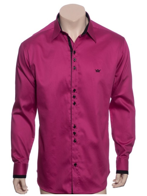 Camisa social violeta masculina manga longa de fio egípcio