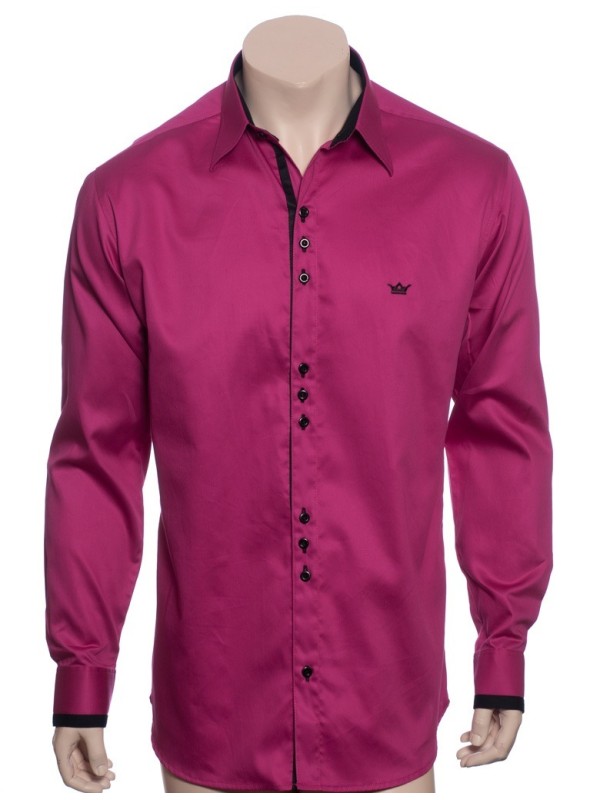 Camisa social violeta masculina manga longa de fio egípcio Camisa social violeta masculina manga longa de fio egípcio