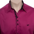Camisa social violeta masculina manga longa de fio egípcio